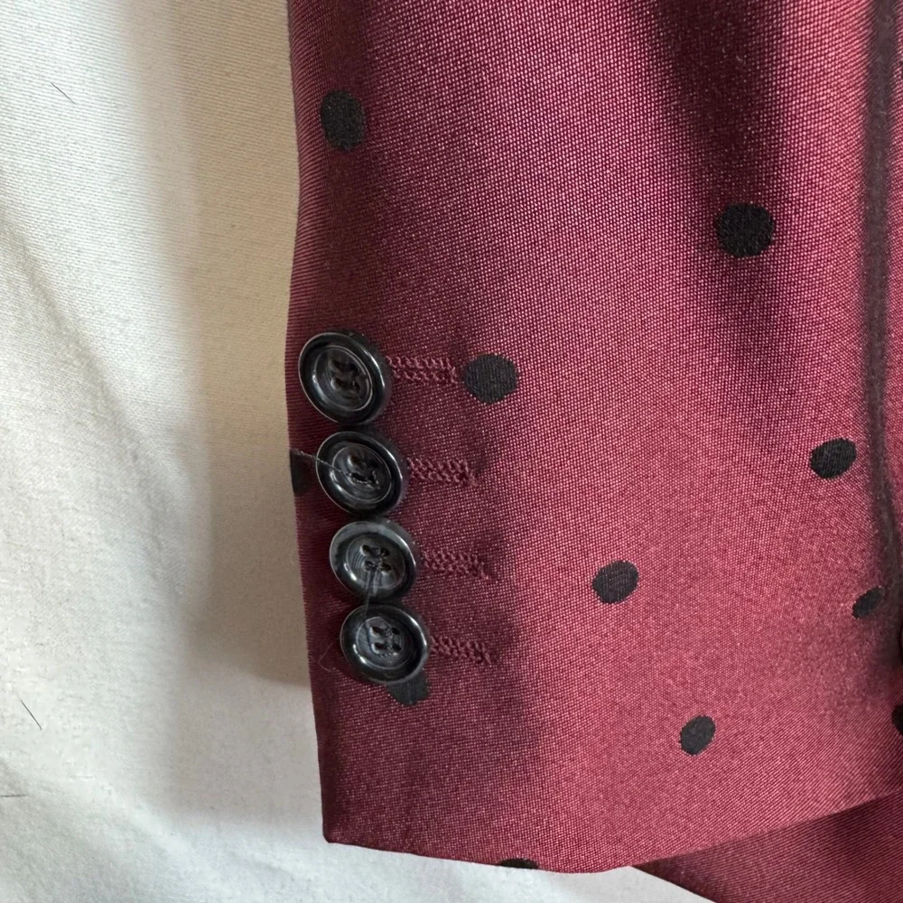 Vinci Mens Burgundy Polka Dot Blazer‎ Jacket Designed in Italy Size 38S